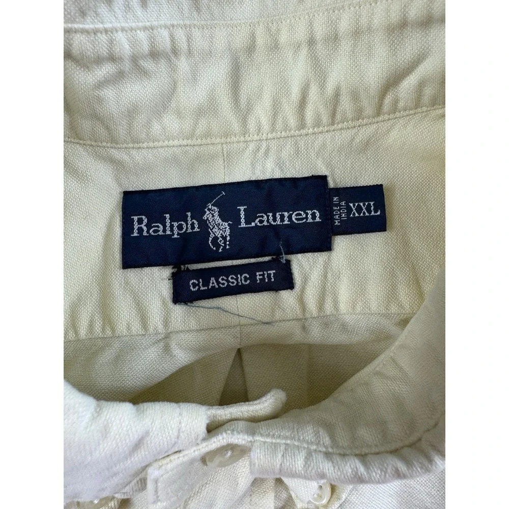 Ralph Lauren Shirt Mens 2XL Butter Yellow Button Down Classic Fit Detailed Pony